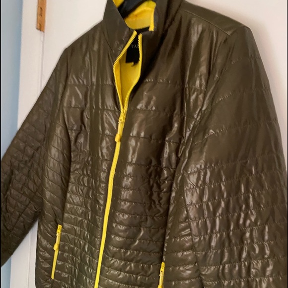 Talbots Primaloft Puffer Jacket Green Yellow Large - Picture 2 of 6